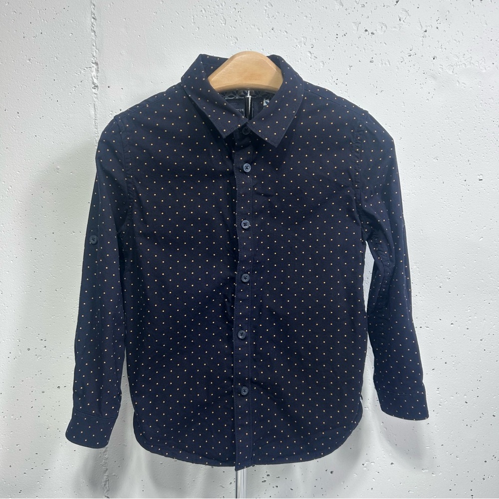 Cactus Boys Boys Navy Polka Dot Button-Up Shirt 5/6